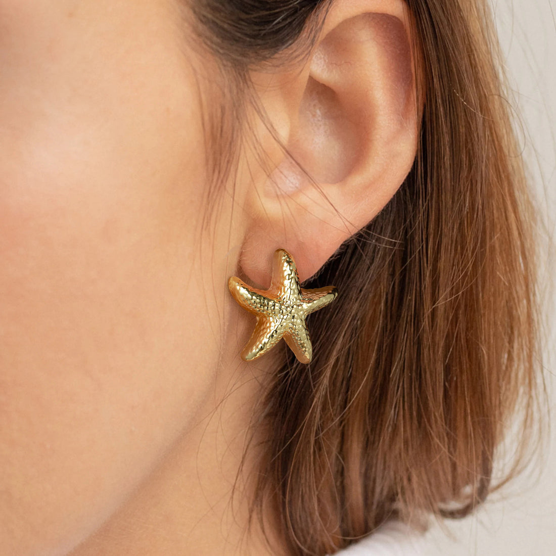 Golden/Silvery, starfish earrings