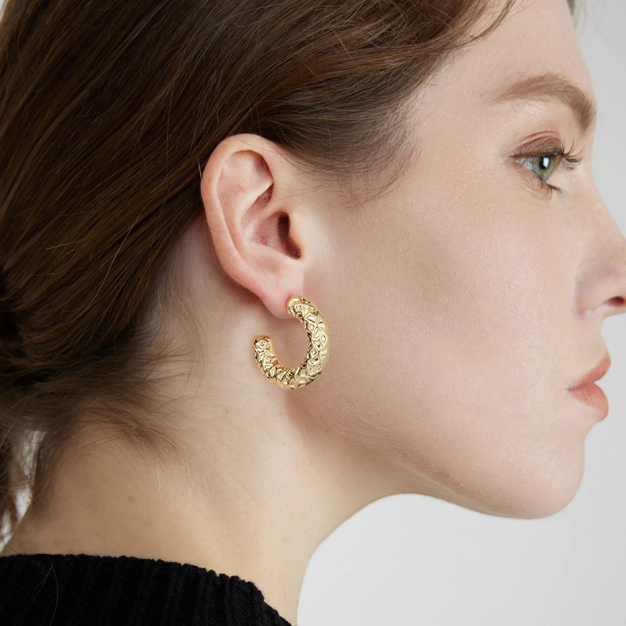 Golden, large-sized thick earrings, A\B\C\D\E style