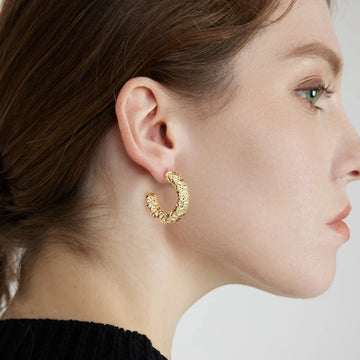 Golden, large-sized thick earrings, A\B\C\D\E style