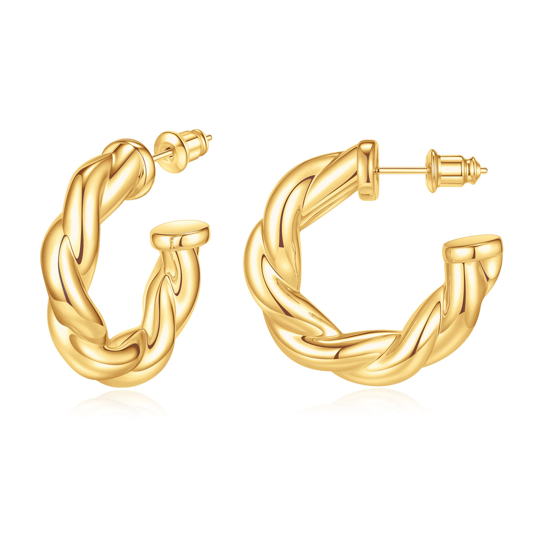 Golden/Silvery, thick double-stranded entwined earrings