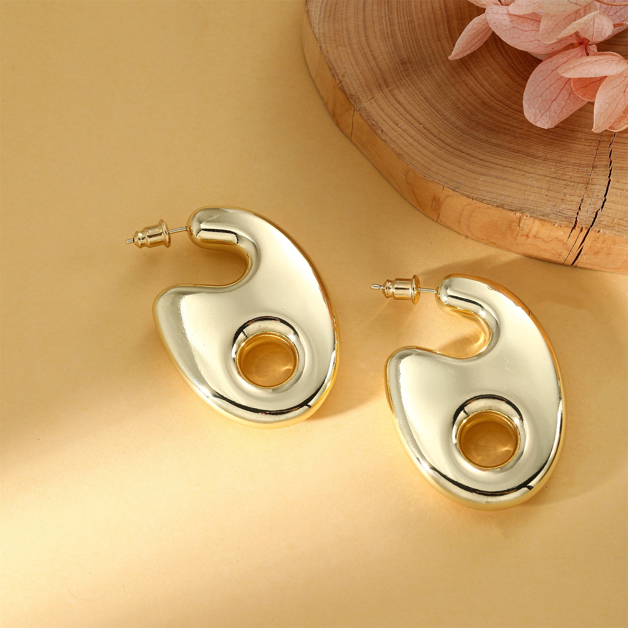 Golden, lobster claw clasp earrings