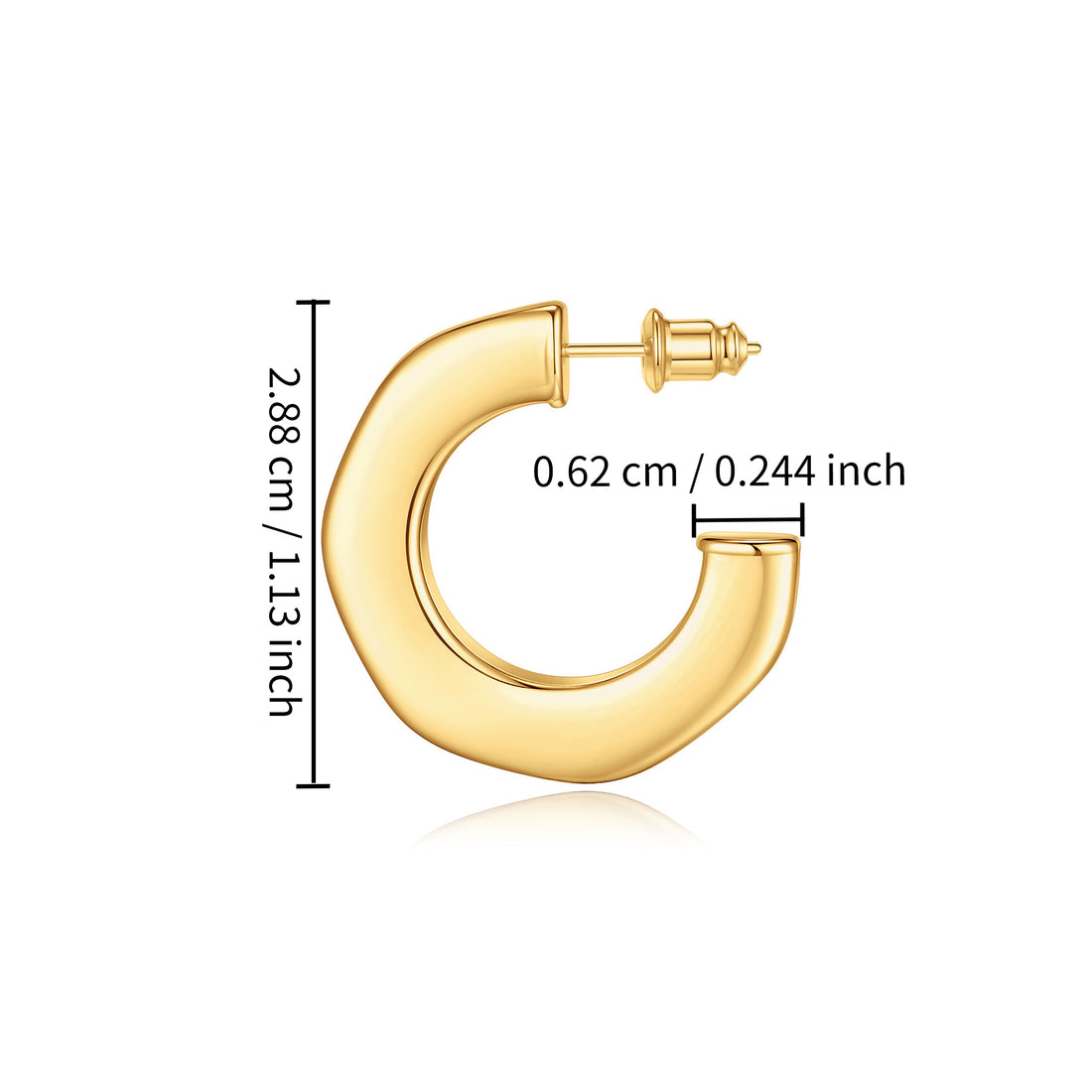 Golden/Silvery-colored earrings with nut-cutting surface shape