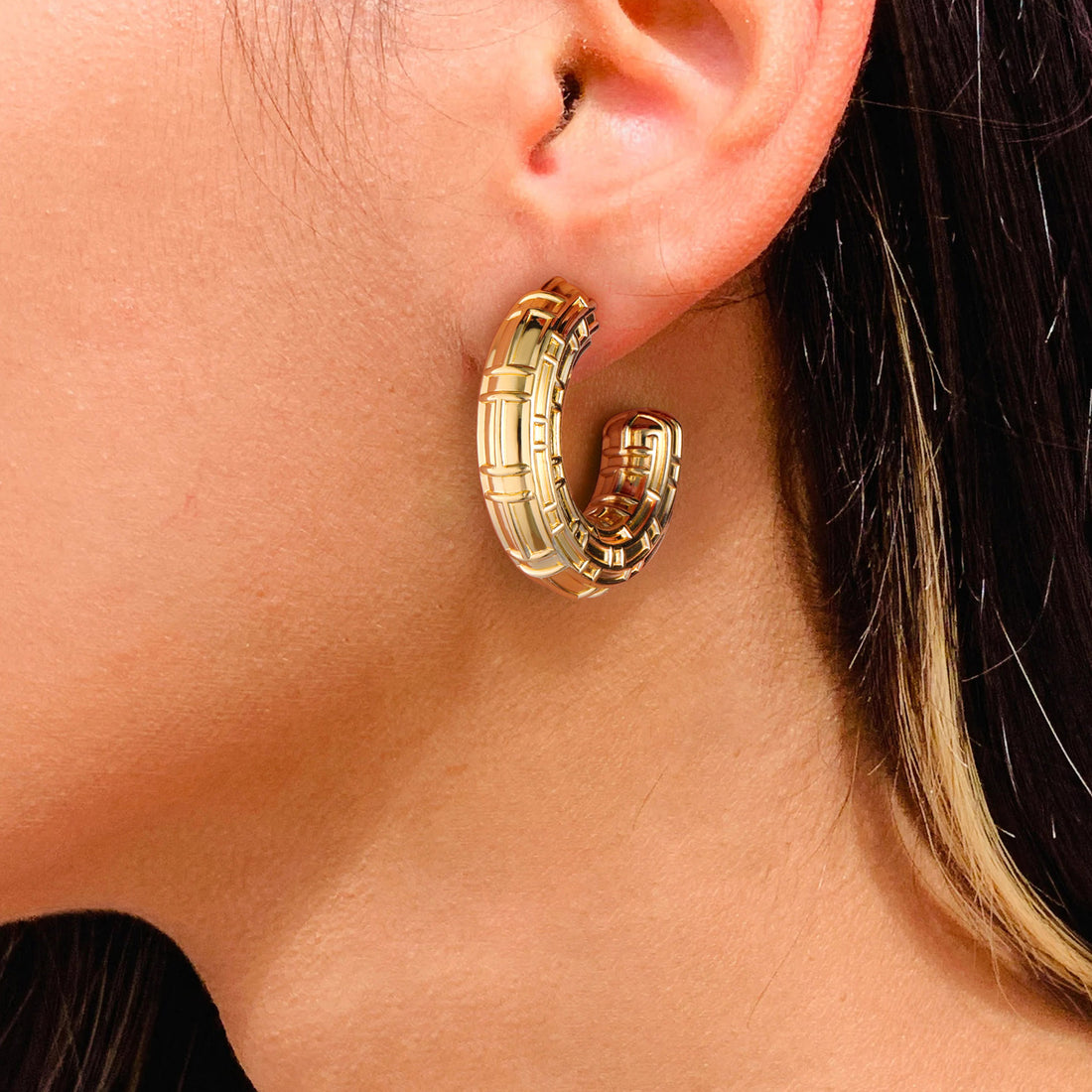 Golden, large-sized thick earrings, A\B\C\D\E style
