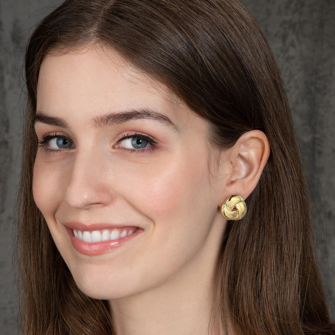 Golden, three-strand loop earrings