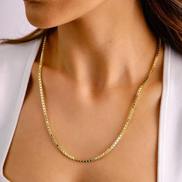 Golden/Silvery 2mm/2.5mm/3mm, Box Chain Style Necklace, 16\18\20\22\24\26\30 inches